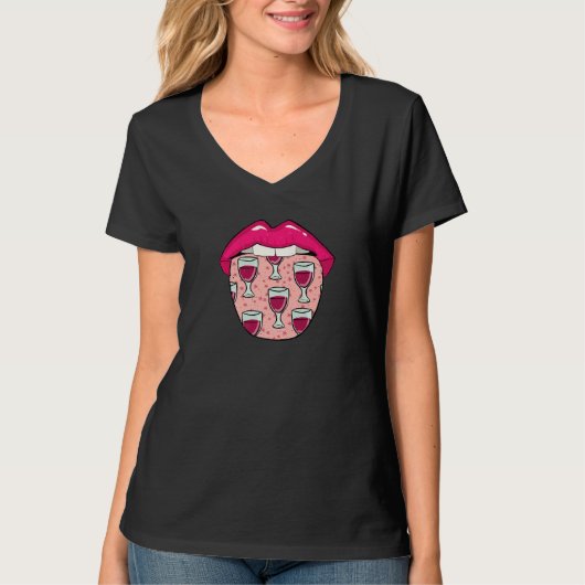 Wine Tongue  Alcohol Vino Tasting Drinks Wine T-shirt (Voorkant)