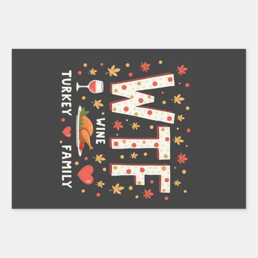 WIne Turkije Familie Grappige Thanksgiving Inpakpapier Vel (Voorkant)