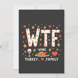 WIne Turkije Familie Grappige Thanksgiving Kaart