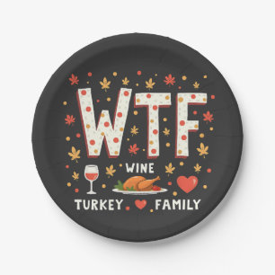 WIne Turkije Familie Grappige Thanksgiving Papieren Bordje