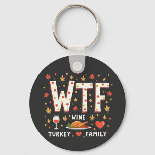 WIne Turkije Familie Grappige Thanksgiving Sleutelhanger