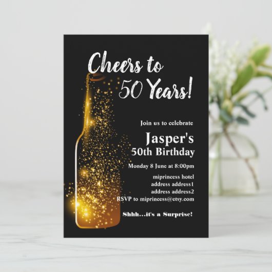 Wine verjaardagsuitnodiging, Cheers to! Kaart (Staand voorkant)