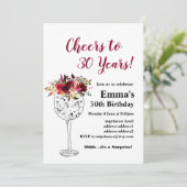 Wine verjaardagsuitnodiging, Cheers to! Kaart (Staand voorkant)
