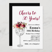 Wine verjaardagsuitnodiging, Cheers to! Kaart (Voorkant / Achterkant)