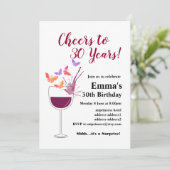 Wine verjaardagsuitnodiging, Cheers to! Kaart (Staand voorkant)