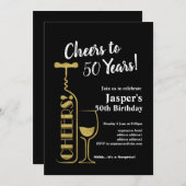 Wine verjaardagsuitnodiging, Cheers to! Kaart (Voorkant / Achterkant)