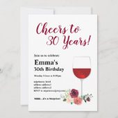 Wine verjaardagsuitnodiging, Cheers to! Uitnodigin Kaart (Voorkant)