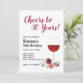 Wine verjaardagsuitnodiging, Cheers to! Uitnodigin Kaart (Staand voorkant)
