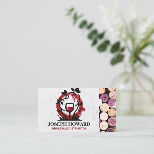 Wine Vine Glass Logo | Visitekaartje van Corks (Staand voorkant)