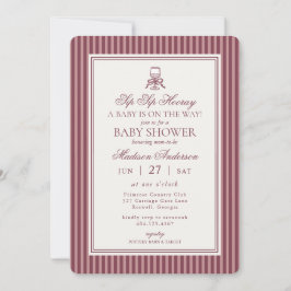 Wine Vineyard Club Old Money Striped Baby Shower Kaart