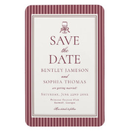 Wine Vineyard Club Old Money Striped Save the Date Magneet