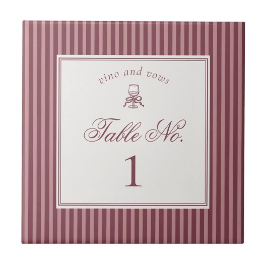 Wine Vineyard Club Old Money Wedding Table Number Tegeltje (Voorkant)