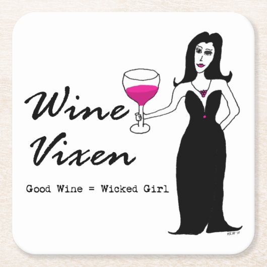 Wine Vixen "Good Wine = Woonmeisje" Kartonnen Onderzetters (Voorkant)