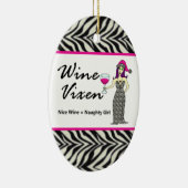 Wine Vixen "Nice & Naughty" Schoongemaakte Zebraaf Keramisch Ornament (Rechts)