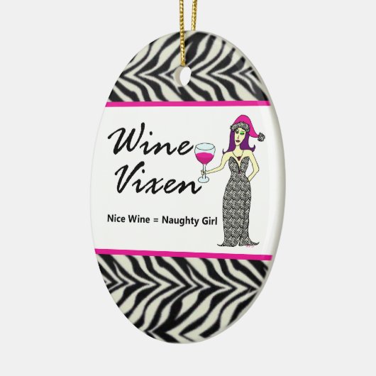Wine Vixen "Nice & Naughty" Schoongemaakte Zebraaf Keramisch Ornament (Links)