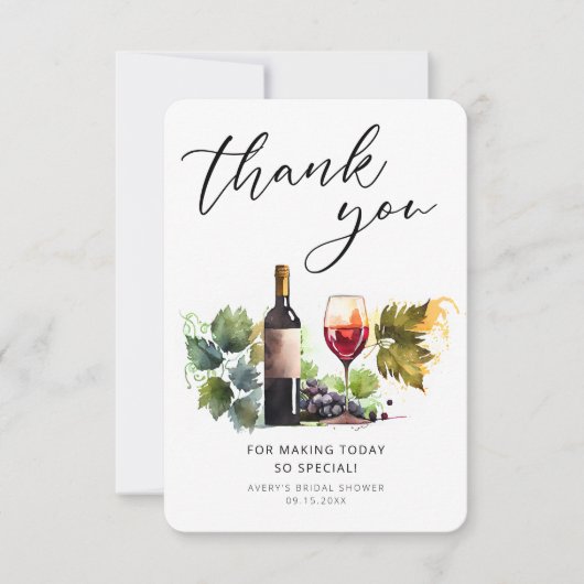 Wine Vrijgezellenfeest thema bedankkaart (Voorkant)