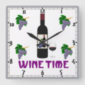 Wine Wall Clock Vierkante Klok (Voorkant)