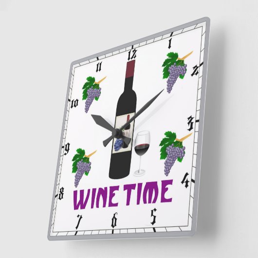 Wine Wall Clock Vierkante Klok (Hoek)