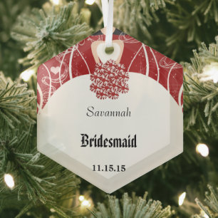 Wine Wedding Gown Bridesmaid kerstversiering Glas Ornament