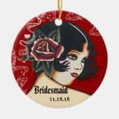 Wine Wedding Gown Bridesmaid kerstversiering Keramisch Ornament (Voorkant)