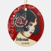 Wine Wedding Gown Bridesmaid kerstversiering Keramisch Ornament (Links)