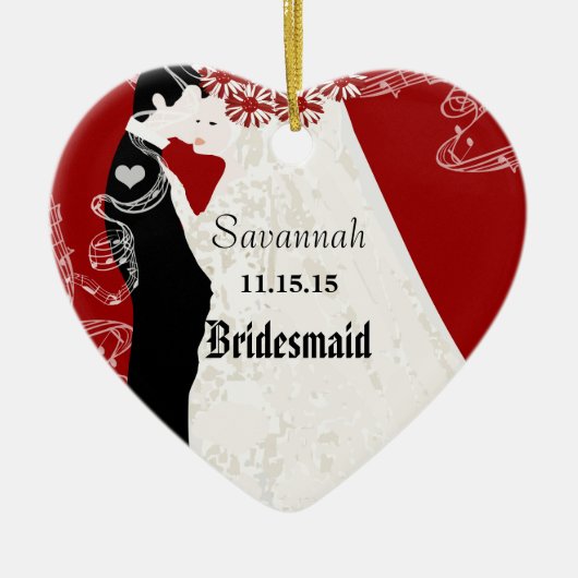 Wine Wedding Gown Bridesmaid kerstversiering Keramisch Ornament (Voorkant)