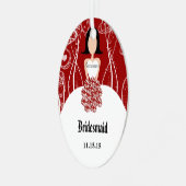 Wine Wedding Gown Bridesmaid kerstversiering Metalen Ornament (Voorkant links)