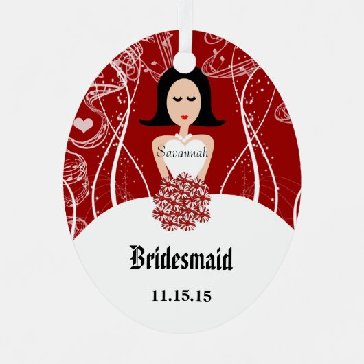 Wine Wedding Gown Bridesmaid kerstversiering Metalen Ornament (Voorkant)