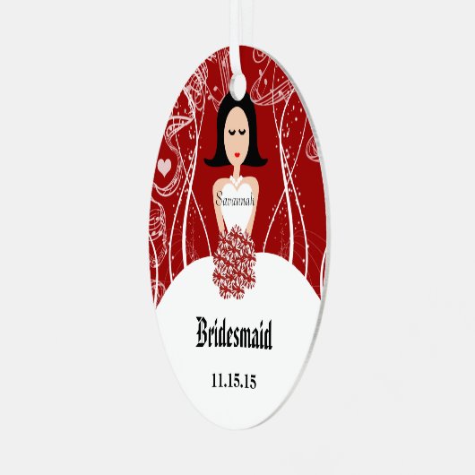 Wine Wedding Gown Bridesmaid kerstversiering Metalen Ornament (Voorkant links)