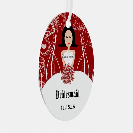 Wine Wedding Gown Bridesmaid kerstversiering Metalen Ornament (Voorkant Rechts)