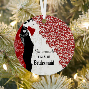 Wine Wedding Gown Bridesmaid kerstversiering Metalen Ornament