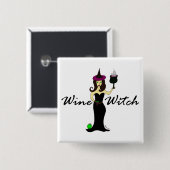 Wine Witch Square Vierkante Button 5,1 Cm (Voorkant /achterkant)