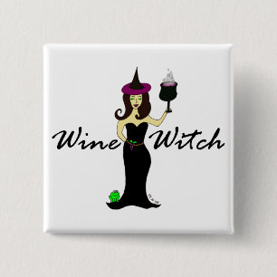 Wine Witch Square Vierkante Button 5,1 Cm