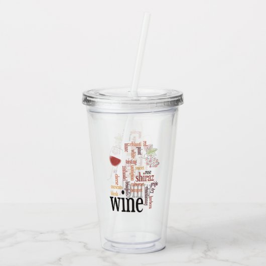 Wine Word Cloud Design Acryltrommels Acryl Drinkbeker (Achterkant)
