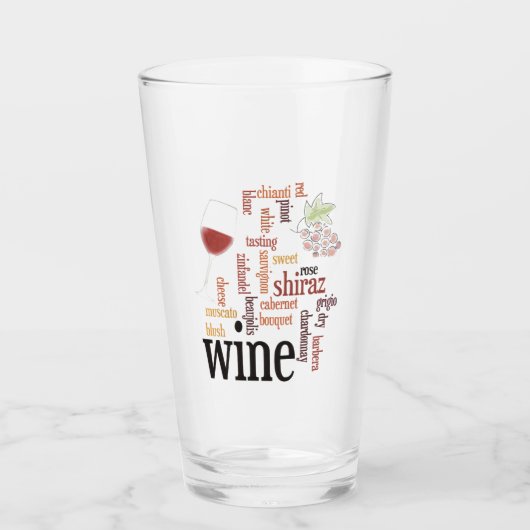 Wine Word Cloud Design Drink glas (Voorkant)