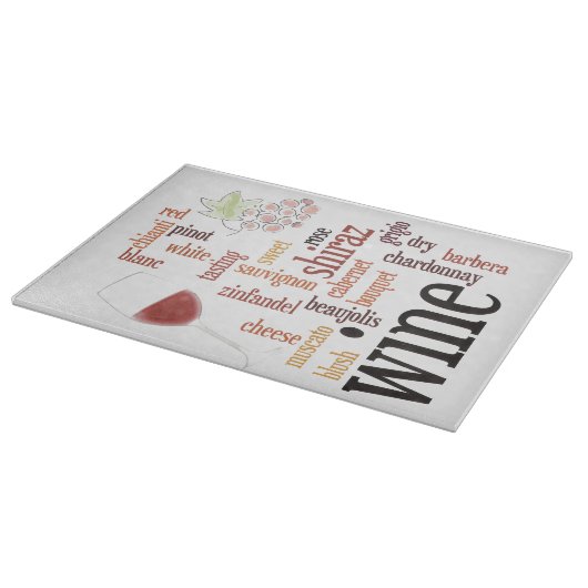 Wine Word Cloud Design Glass Cutting Board Snijplank (Hoek)