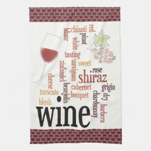 Wine Word Cloud Design Kitchen Towel Theedoek