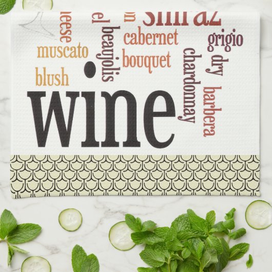 Wine Word Cloud Design Kitchen Towel Theedoek (Gevouwen)