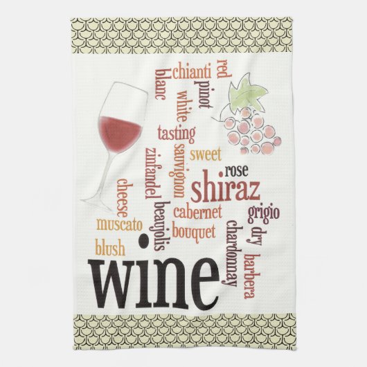Wine Word Cloud Design Kitchen Towel Theedoek (Verticaal)