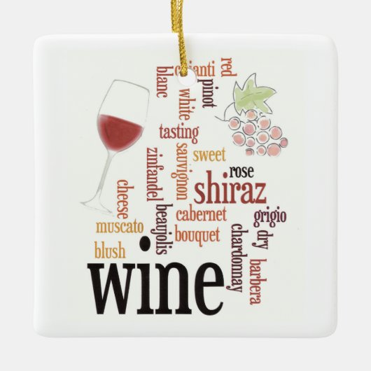 Wine Word Cloud Design Ornament (Voorkant)