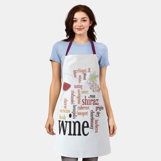 Wine Word Cloud Design Schort (Gedragen)