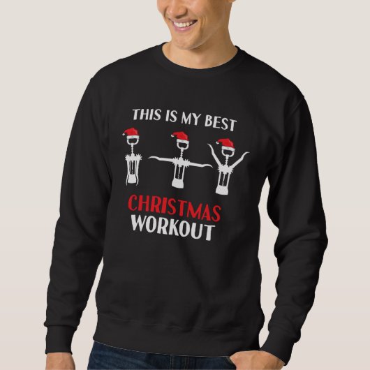 Wine Workout Gym Christmas Corkscrew Sparkling Win Trui (Voorkant)