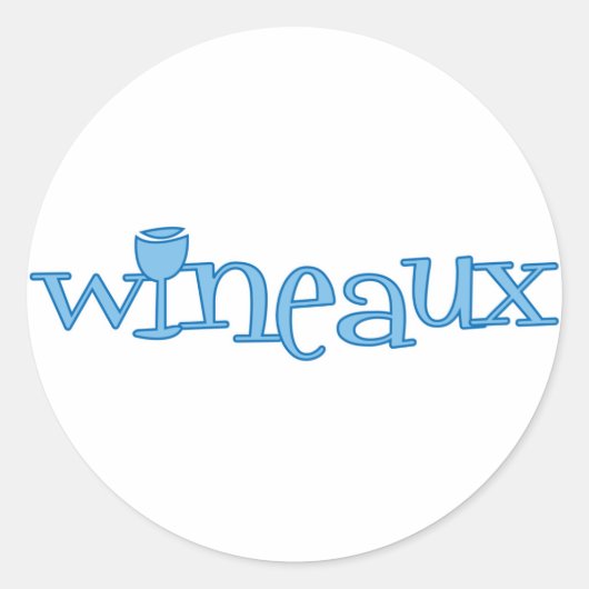 Wineaux (blauw) ronde sticker (Voorkant)