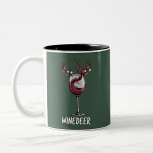 Winedeer Grappige Koppels Kerst Overeenkomende Vak Tweekleurige Koffiemok