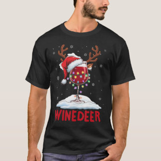 Winedeer Reinbeer Santa Hat Reindeer Couple Xmas M T-shirt