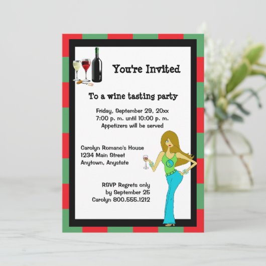 WineDiva Wine Tasting Party Kaart (Staand voorkant)