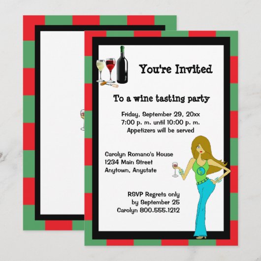 WineDiva Wine Tasting Party Kaart (Voorkant / Achterkant)