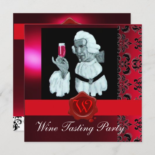 WINEKENNER WIJNPROEVERIJ PARTY RODE WAX ZEGEL MONO KAART (Voorkant / Achterkant)