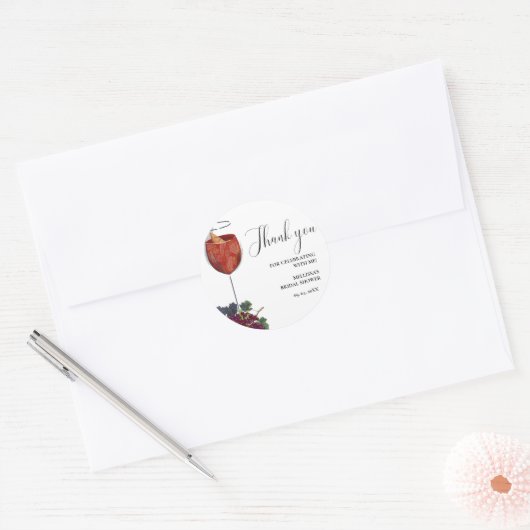 WIneproeverij bruidsshower Bedankt Ronde Sticker (Envelop)