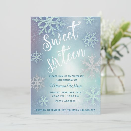 Winer wonderland Glanzend sprankelende blauwe snee Kaart (Staand voorkant)